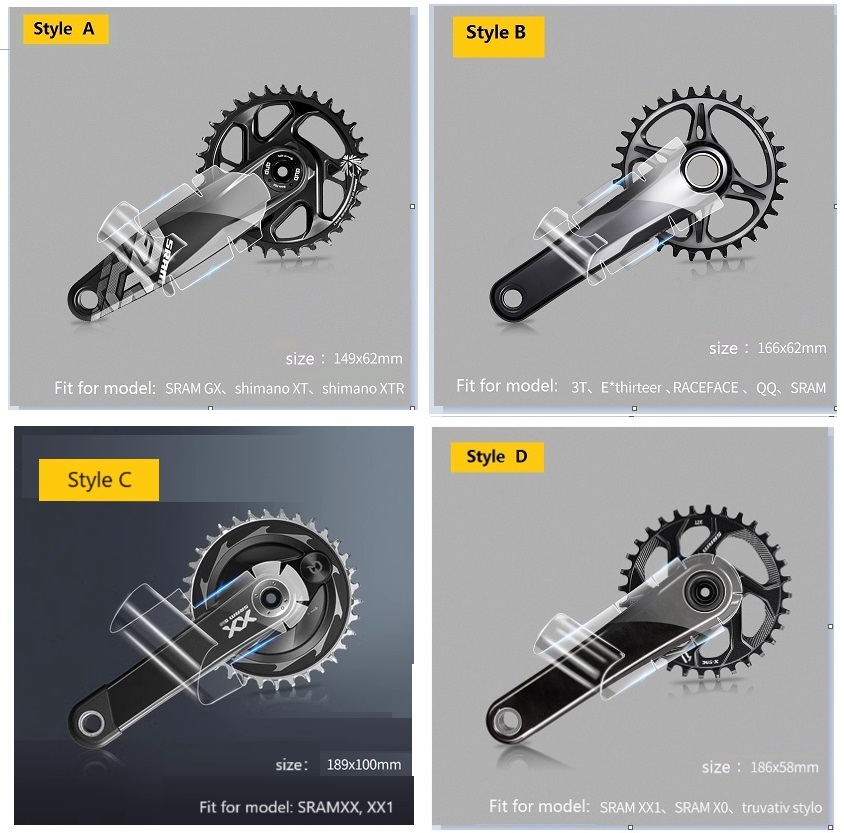 Mountain Bike Crank Protective Clear Film Carbon Fiber MTB Universal Tooth Plate Crank Anti-collision Sticker - Image 2