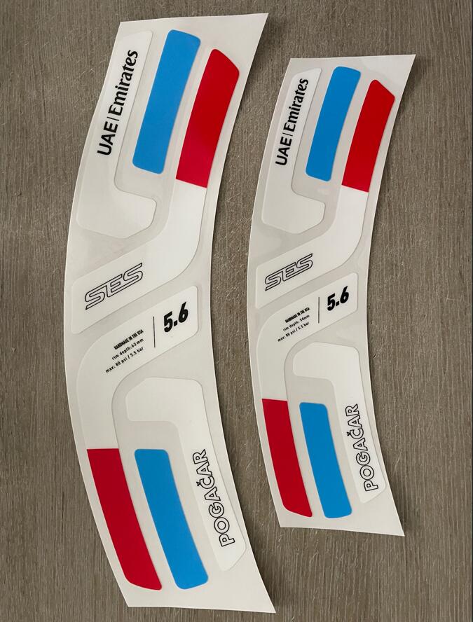2025 Pogacar red-blue-white ENVE SES 2.3 / 3.4 / 4.5 / 5.6 / 6.7 Wheel Sticker Road Bike Decals - Image 2