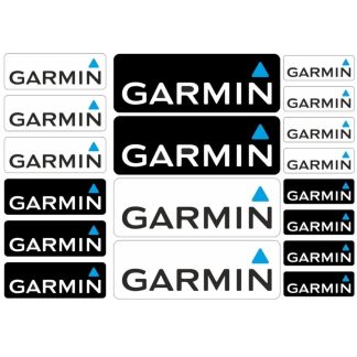 Garmin Decal Sticker Graphic Set Vinyl Logo Adhesive Aufkleber Black White 18Pcs